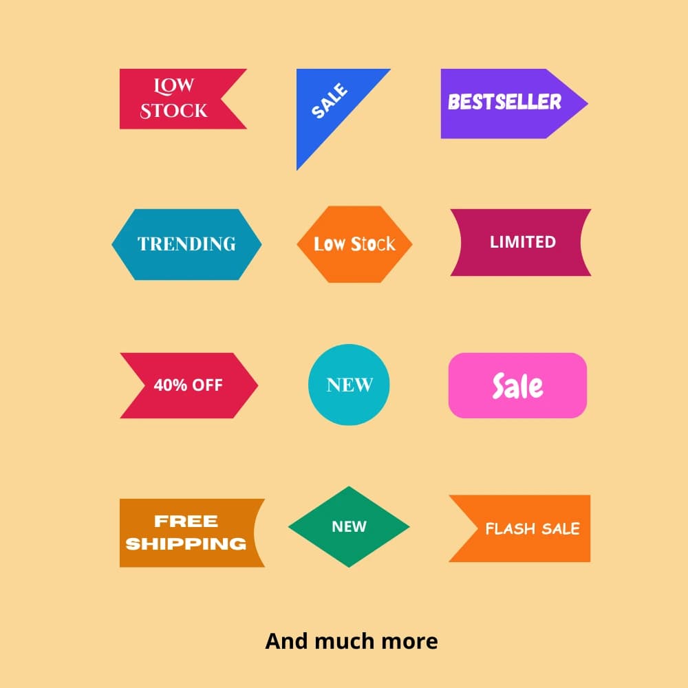 Custom styled discount badges on Wix product listings.